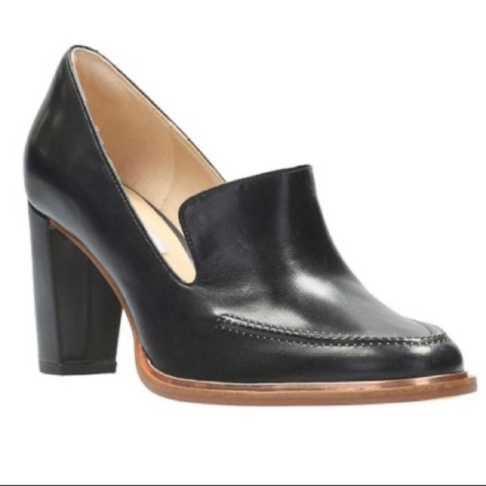 Clarks Ellis Mable Black Leather Pump Heel Shoe